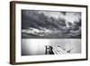 Lake with Dock Mountains & Clouds-Nish Nalbandian-Framed Art Print