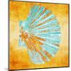 Shell On Yellow-null-Mounted Art Print