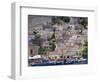 Moored Boats and Waterfront Buildings, Gialos, Symi (Simi), Dodecanese Islands, Greece-G Richardson-Framed Photographic Print