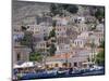 Moored Boats and Waterfront Buildings, Gialos, Symi (Simi), Dodecanese Islands, Greece-G Richardson-Mounted Photographic Print