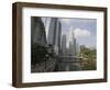 Cavenagh Bridge and the Singapore River Looking Towards the Financial District, Singapore-Amanda Hall-Framed Photographic Print