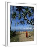 Buddhist Monk Looking up at Palm Trees Between Unawatuna and Weligama, Sri Lanka-Yadid Levy-Framed Photographic Print