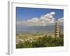 One of the Three Pagodas, and Erhai Lake in Background, Dali Old Town, Yunnan Province, China-Jochen Schlenker-Framed Photographic Print