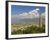 One of the Three Pagodas, and Erhai Lake in Background, Dali Old Town, Yunnan Province, China-Jochen Schlenker-Framed Photographic Print
