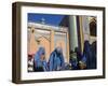 Ladies Wearing Blue Burqas Outside the Friday Mosque (Masjet-E Jam), Herat, Afghanistan-Jane Sweeney-Framed Photographic Print