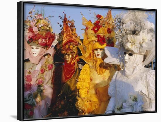 People Wearing Masked Carnival Costumes, Venice Carnival, Venice, Veneto, Italy-Bruno Morandi-Framed Photographic Print