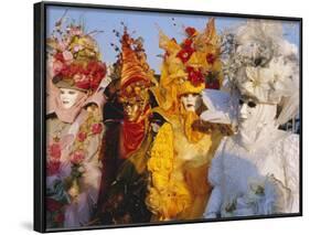 People Wearing Masked Carnival Costumes, Venice Carnival, Venice, Veneto, Italy-Bruno Morandi-Framed Photographic Print