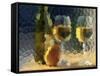 Wine and Glasses Behind Frosted Glass-Mitch Diamond-Framed Stretched Canvas