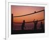 Sunset Beach Volleyball-Mitch Diamond-Framed Photographic Print