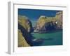 Carrick-A-Rede Rope Bridge to Carrick Island, Larrybane Bay, County Antrim, Ulster-Neale Clarke-Framed Photographic Print