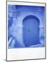 Polaroid of Traditional Painted Blue Door Against Bluewashed Wall, Chefchaouen, Morocco-Lee Frost-Mounted Photographic Print