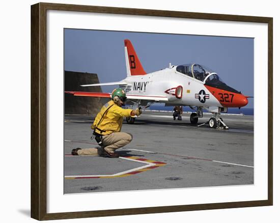 A Shooter Signlas the Launch of a T-45A Goshawk Trainer Aircraft-Stocktrek Images-Framed Photographic Print
