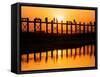 U Bein Bridge (Longest Teak Bridge in the World) at Sunset , Amarapura, Mandalay, Burma (Myanmar)-Nadia Isakova-Framed Stretched Canvas