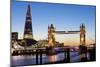 The Shard and Tower Bridge at Night, London, England, United Kingdom, Europe-Miles Ertman-Mounted Photographic Print