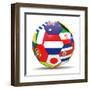 Football and Flags Representing All Countries Participating in Football World Cup in Brazil in 2014-paul prescott-Framed Art Print