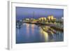 Souk Shark Mall and Kuwait Harbour, Illuminated at Dusk, Kuwait City, Kuwait, Middle East-Gavin-Framed Photographic Print