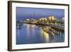 Souk Shark Mall and Kuwait Harbour, Illuminated at Dusk, Kuwait City, Kuwait, Middle East-Gavin-Framed Photographic Print