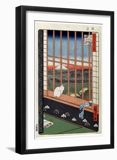 A Cat Sitting on the Window Seat, 19th Century-Ando Hiroshige-Framed Giclee Print