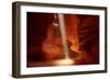 Navajo Nation, Shaft of Light and Eroded Sandstone in Antelope Canyon-David Wall-Framed Photographic Print