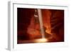 Navajo Nation, Shaft of Light and Eroded Sandstone in Antelope Canyon-David Wall-Framed Photographic Print