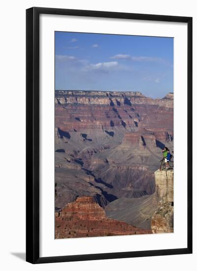 Arizona, Grand Canyon National Park, Grand Canyon and Tourists at Mather Point-David Wall-Framed Photographic Print