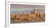 Valletta Skyline Panorama at Sunset with the Carmelite Church Dome and St. Pauls Anglican Cathedral-Neale Clark-Framed Photographic Print