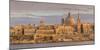 Valletta Skyline Panorama at Sunset with the Carmelite Church Dome and St. Pauls Anglican Cathedral-Neale Clark-Mounted Photographic Print