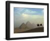 Camels and Driver at the Pyramids Complex, Egypt-Claudia Adams-Framed Photographic Print