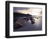 Long Exposure of Waves Moving over Rocks on Crackington Haven Beach at Sunset, Cornwall, England-Ian Egner-Framed Photographic Print