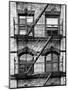 Fire Escape, Stairway on Manhattan Building, New York, United States, Black and White Photography-Philippe Hugonnard-Mounted Photographic Print