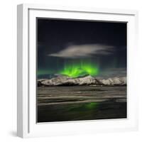 Aurora Borealis over Mt Hoffell, Hoffellsjokul Glacier, Iceland-Arctic-Images-Framed Photographic Print