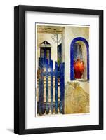 Pretty Old Architectural Details of Santorini - Retro Styled Picture-Maugli-l-Framed Photographic Print