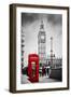 Red Telephone Booth and Big Ben in London, England, the Uk. People Walking in Rush. the Symbols of-Michal Bednarek-Framed Photographic Print