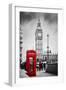 Red Telephone Booth and Big Ben in London, England, the Uk. People Walking in Rush. the Symbols of-Michal Bednarek-Framed Photographic Print