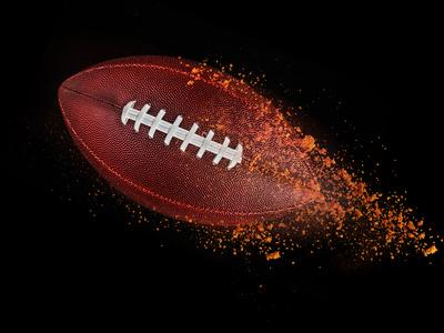 Flying Rugby Ball Isolated on Black. Photographic Print - Kesu01 ...