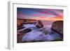 Milky Water Sunset at Shark Fin Cove, California Coast, Santa Cruz, Davenport-Vincent James-Framed Photographic Print