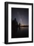 Lake with Reflection of the Milky Way and Silhouetted Trees, Lassen Volcanic Np, California, USA-Mark Taylor-Framed Photographic Print