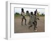 Children Play with Homemade Soccer Balls Made from Discarded Medical Gloves-null-Framed Photographic Print