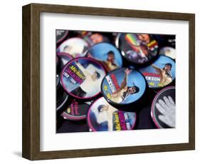 Michael Jackson Buttons Sold at Viewing of His Memorial near Apollo Theatre, July 7, 2009-null-Framed Photographic Print