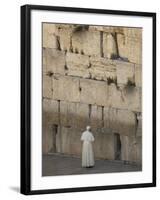 Pope Benedict XVI Stands Next to the Western Wall, Judaism's Holiest Site in Jerusalem's Old City-null-Framed Photographic Print