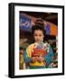 Girl Dressed in Kimono, Shichi-Go-San Festival (Festival for Three, Five, Seven Year Old Children)-null-Framed Photographic Print