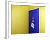 Bathroom Door with an Out of Order Notice-null-Framed Photographic Print