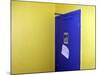 Bathroom Door with an Out of Order Notice-null-Mounted Photographic Print