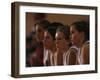 Teenage Girls Basketball Team Watching the Game from the Bench-null-Framed Photographic Print