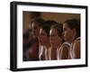 Teenage Girls Basketball Team Watching the Game from the Bench-null-Framed Photographic Print