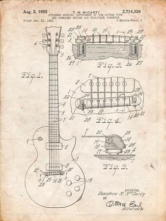 Gibson Les Paul Guitar Patent Print - Cole Borders | AllPosters.com