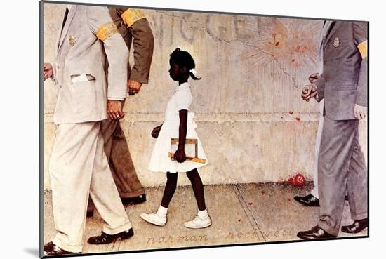 The Problem We All Live With (or Walking to School--Schoolgirl with U.S. Marshals)-Norman Rockwell-Mounted Giclee Print