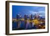 The Towers of the Central Business District and Marina Bay by Night, Singapore, Southeast Asia-Fraser Hall-Framed Photographic Print