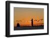 Sunset Silhouettes the Grand Haven Lighthouse in Grand Haven, Michigan, Usa-Chuck Haney-Framed Photographic Print