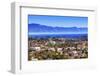 Orange Roofs Buildings Coastline Pacific Ocean Santa Barbara, California-William Perry-Framed Photographic Print